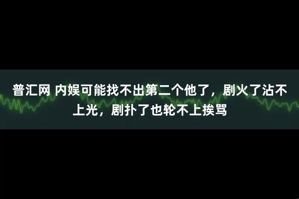 普汇网 内娱可能找不出第二个他了，剧火了沾不上光，剧扑了也轮不上挨骂